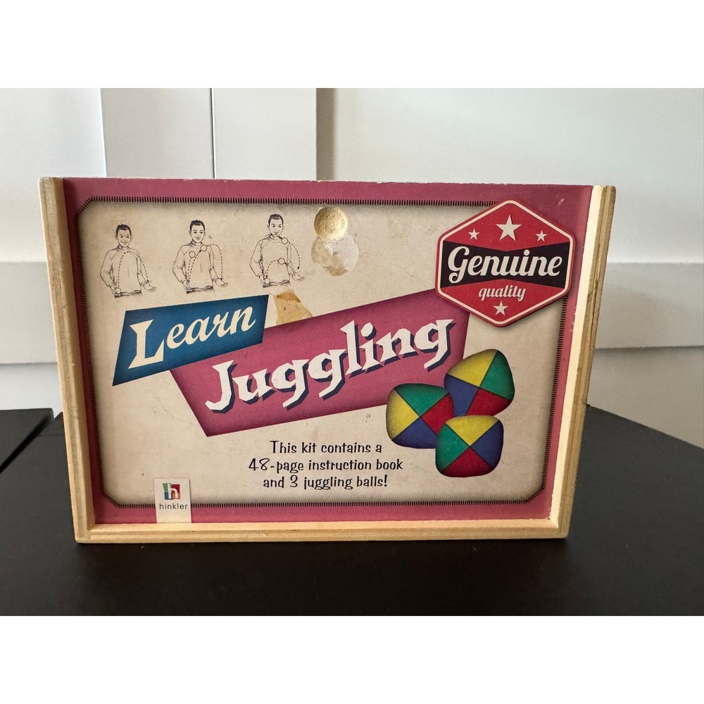 Hinkler Learn Juggling Kit 48 Page Instruction Book 3 Juggling Balls Wood Box‎